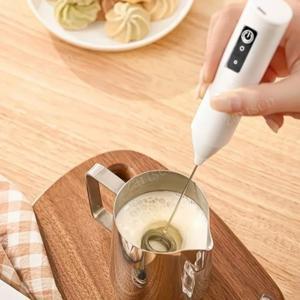 미니 우유 거품기 USB 충전식 3단 속도 거품 메이커 커피 거품기 믹서 전동 핸들 블렌더 계란 거품기 핫 쿠킹 도구