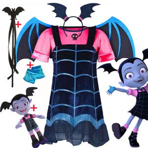Girls Disney Junior Vampirina TV 시리즈 영감을받은 드레스 날개 포함 Little Vampire Kid Costume Play Bat Design 할로윈 의류