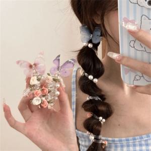 여성용 달콤한 전화선 머리끈, 소녀용 포니테일/번용 헤어 액세서리, 미끄럼 방지 탄성 헤어밴드