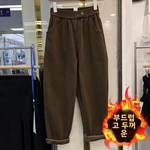 두꺼운 양털 아빠 바지 여성 가을 겨울 새로운 스타일 슈퍼 두꺼운 할머니 바지 루즈 캐주얼 슬리밍 커프스 하란 바지