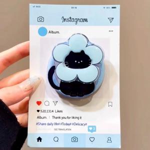 INS 귀여운 만화 스카프 새끼 고양이 Magsafe Griptok 홀더 전화 손가락 반지 스탠드 지원 iPhone 16 삼성 소녀 브래킷