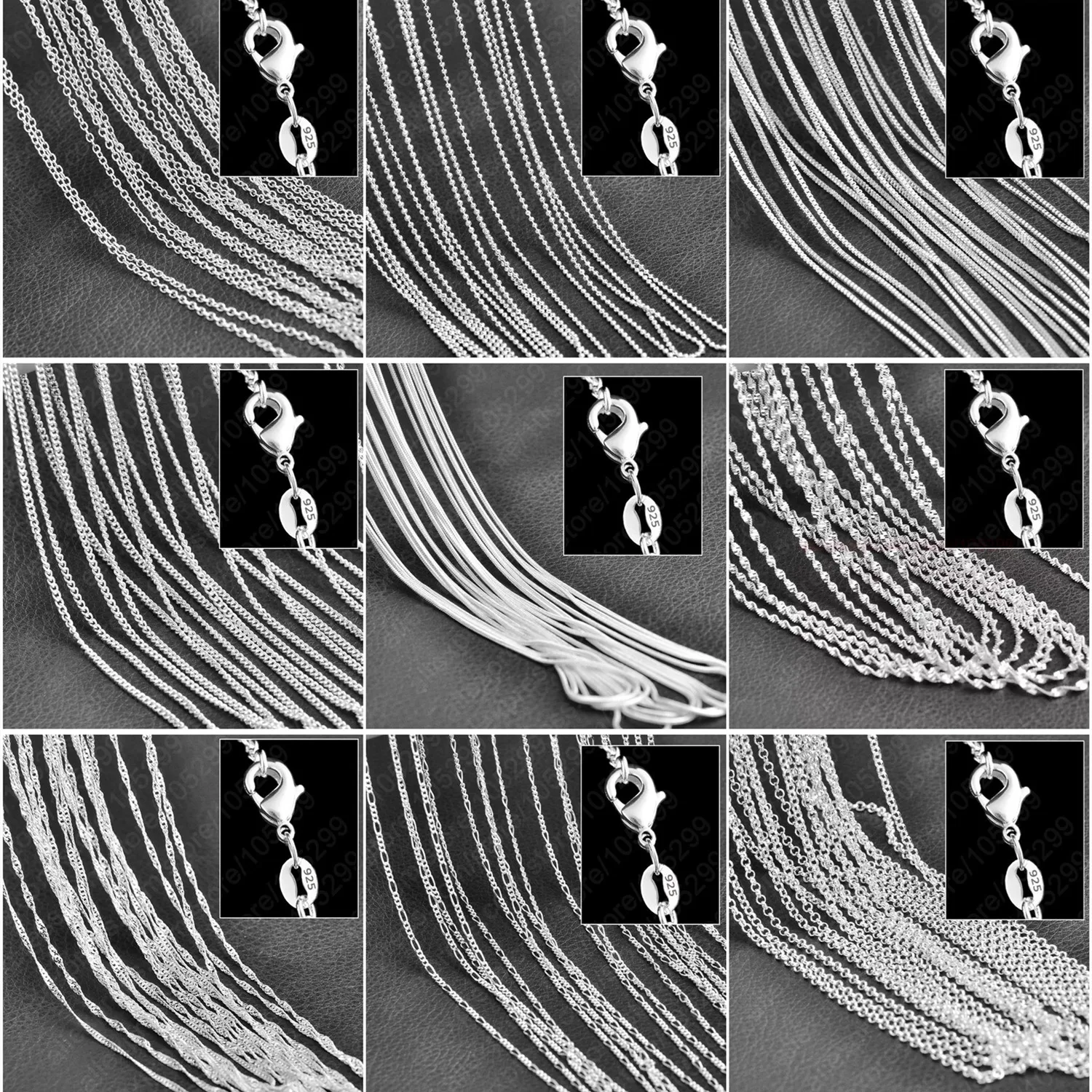 10 개 도매 순수 925 스털링 실버 매력 링크 체인 목걸이 보석 강한 부드러운 랍스터 걸쇠 16-30 인치