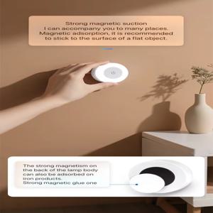 에너지 절약형 LED 터치 센서 야간등 USB 충전식 자석 벽등 방 복도 침실 원형 휴대용 야간 램프