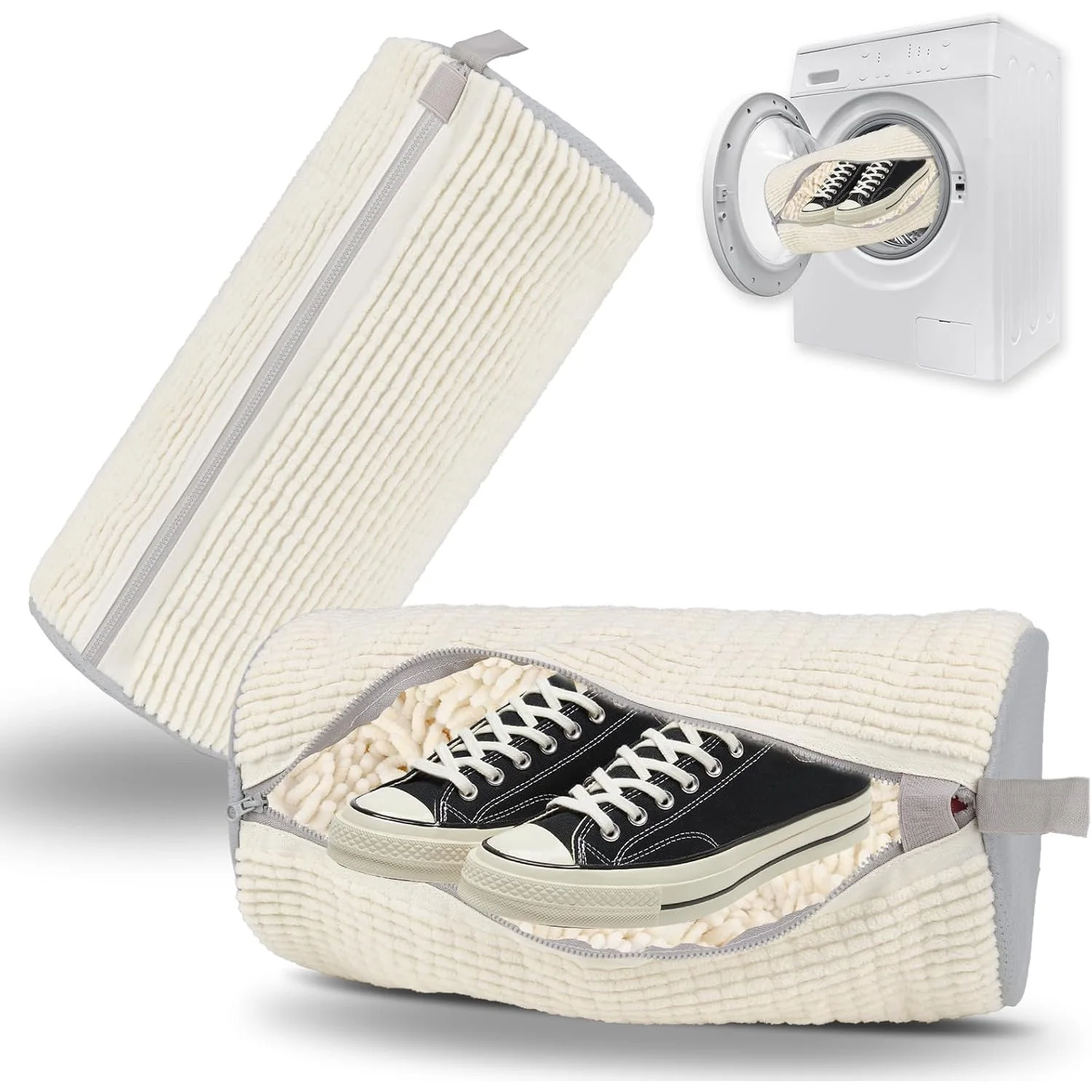 신발 세탁망, 세탁기 및 건조기용 재사용 가능 신발 세탁 가방, 튼튼한 지퍼 신발 세척 가방