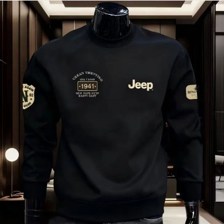 2026 지프 고품질 남성 캐주얼 프린트 올매치 긴팔 라운드넥 순면 스웨트셔츠 (봄/가을용)