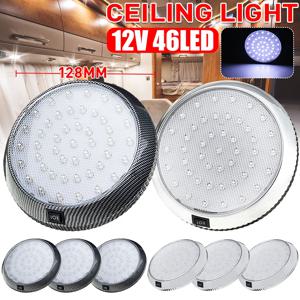 12V 46 LED 자동차 라운드 천장 돔 지붕 조명 인테리어 조명 램프 켜기/끄기 스위치 캠핑카 밴 캐러밴 Motorhome 보트 RV 1PCS