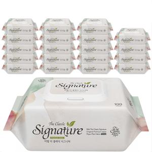 미엘 더 클래식 물티슈 Signature 100매 20팩 캡형 55g 도톰하고 안전한 순한 유아용