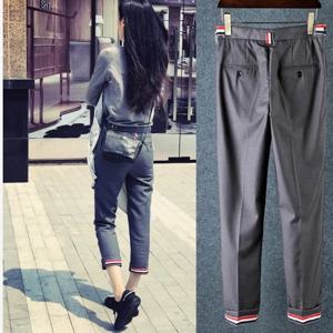 여름 신상 캐주얼 슬리밍 미드웨이스트 웨스트 팬츠 남녀 커플 슬림핏 바지 유행 7부/9부 팬츠
