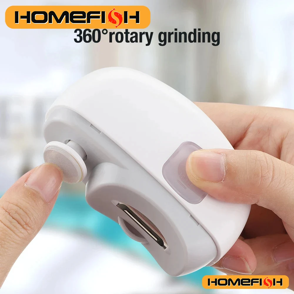 자동 전기 아기 손톱깎이 - 방수 및 손끼임 방지 손톱 광택기