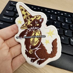 고양이 바이올린 자수 패치 음악가 재미있는 만화 DIY 선물 다리미, 옷 모자 가방 재킷 트럭 운전사 모자, 1PC