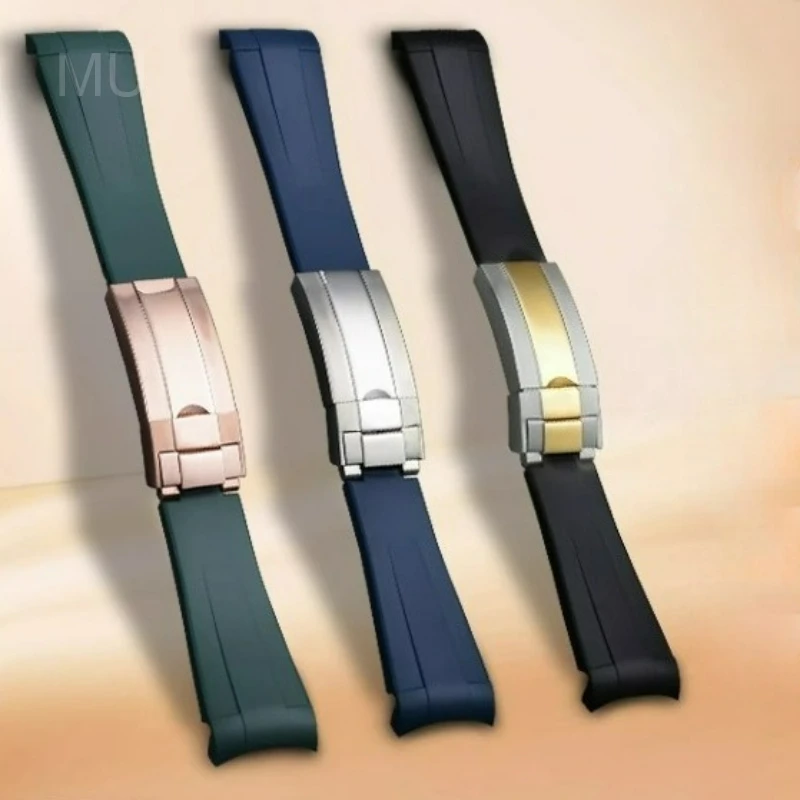 롤렉스 실리콘 시계 액세서리 오리지널 GMT 블랙 Submariner 그린 Submariner 곡선 인터페이스 시계 스트랩 20 21mm