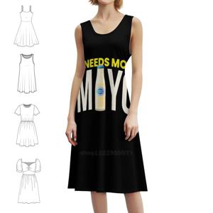 더 많은 마요네즈 소스가 필요해요 바비큐 그릴링 한국 스타일 캐주얼 드레스 여성용 심플 데일리 오피스 레이디 드레스 마요네즈 마요