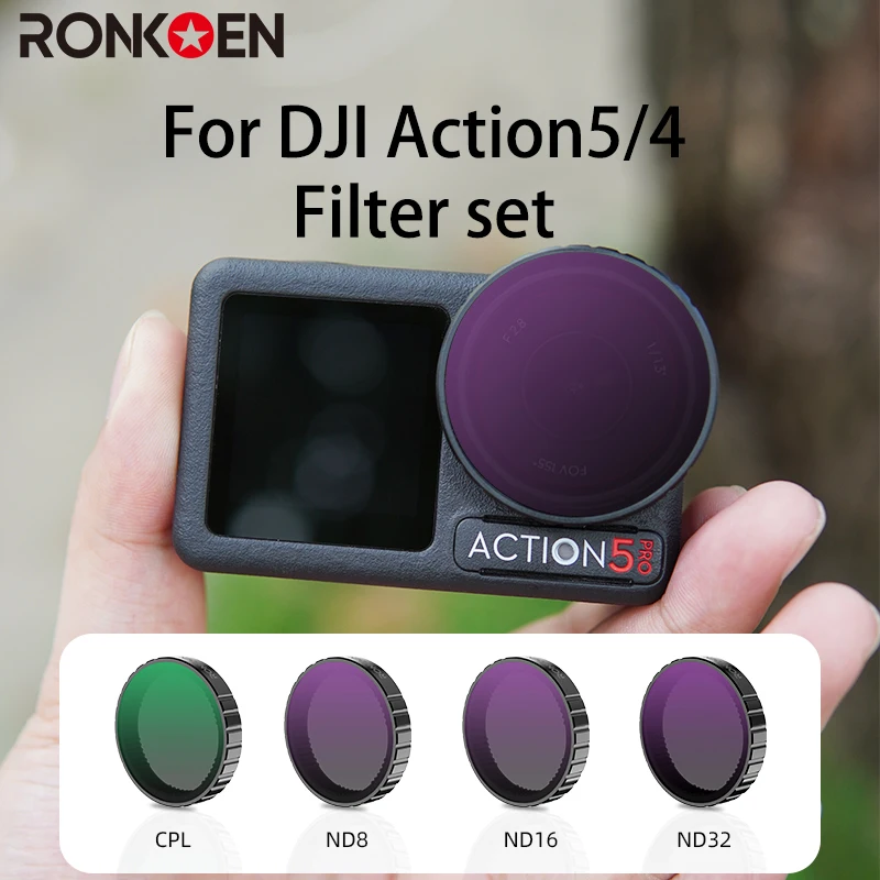 론코엔 ND CPL 필터 DJI 오스모 액션4/5프로 액션 카메라 액세서리 CPL ND8 ND16 ND32 렌즈 세트 알루미늄 합금 프레임