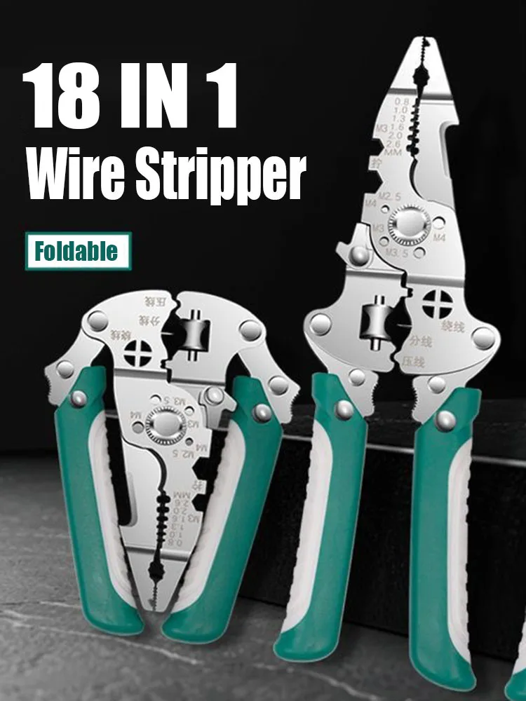 위일리 접이식 와이어 스트리퍼, 풀리 디자인 다기능 전기공용 와이어 분리기 와이어 감기 크림핑 플라이어 수공구