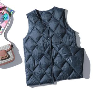 여성용 민소매 다운 조끼 코트, 따뜻한 초경량 화이트 덕 다운 조끼 파카, 짧은 탱크 재킷, 2023 가을 겨울