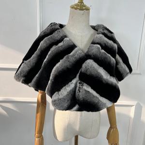 진짜 모피 랩 숄 인기 판매 따뜻한 천연 렉스 토끼털 스카프 럭셔리 브랜드 여성 의류 짧은 친칠라 색상 판초