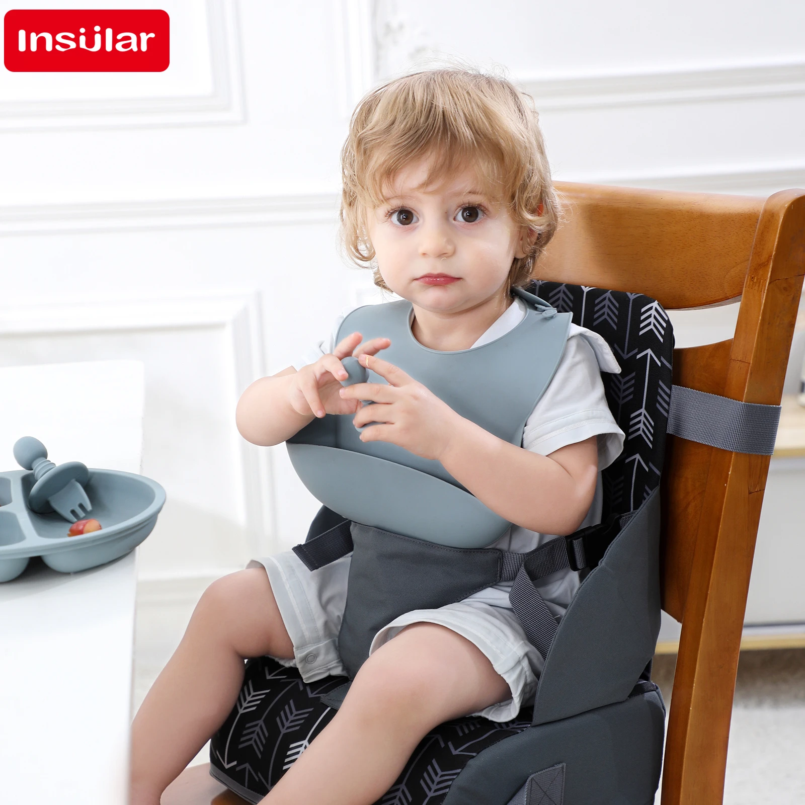INSULAR 휴대용 접이식 어린이 좌석 높이 쿠션 아기 식사 의자 높이 쿠션 어린이 제품