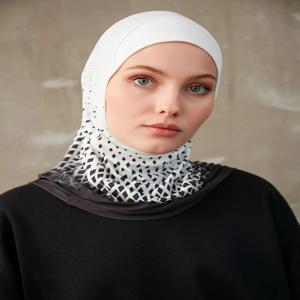 스포티 한 이슬람 내부 Hijab 여성 기하학 인쇄 패턴 숙녀 머리 랩 머리띠 헤더 모델에 대한 인스턴트 터번