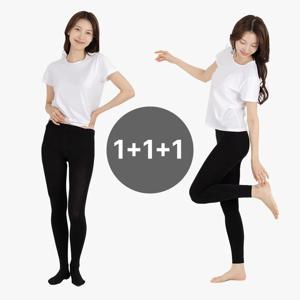 시크나인 여성 겨울 기모 타이즈 레깅스 3매 세트 유발 무발 블랙