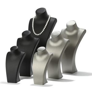 고품질 브러시드 가죽 목걸이 디스플레이 스탠드, 목걸이용 포트레이트 넥 모델, 주얼리 디스플레이 보관 디스플레이 소품