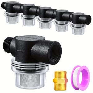 아가셰 1.27cm 회전식 튜브 필터, 60메쉬 스테인리스 스틸 필터, 워터 타워 워터 펌프 필터, RV 교체용, 1/2인치 ro