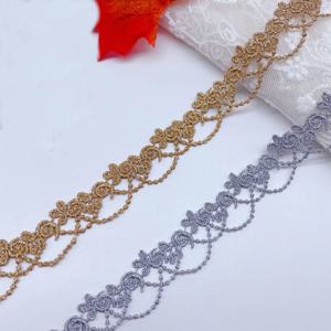 황금 실 장미 수용성 레이스 의류 액세서리 diy 쥬얼리 로리타 스커트 수제 액세서리