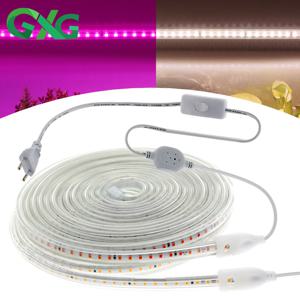 성장 조명 스트립 풀 스펙트럼 220V 식물 램프 방수 LED 스트립 꽃 묘목 성장 텐트 수경재배용 식물등 1-20m