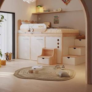 Luxuce 계단 노란색 어린이 침대 나무 안전 디자인 현대 스타일 어린이 침대 Playpen 단일 Camas Infantiles 가구 홈