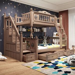 샌달우드로 만든 성인용 어린이 이층 침대 슬라이딩 슬라이드가 있는 이층 어린이 침대 가정용 침실 좌석 가구