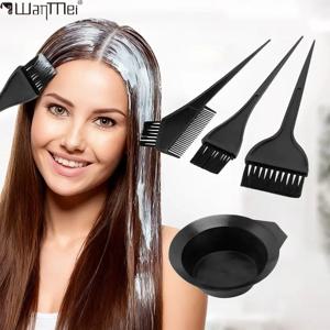 4개입 전문가용 염색 키트 헤어 컬러 염색 그릇 및 혼합 브러시 DIY 염색 및 탈색 살롱 가정용 염색 도구