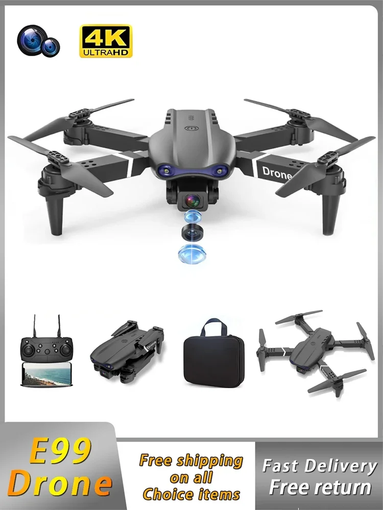 E99 접이식 드론 쿼드콥터 원격 제어 핸들 4축 항공기 HD 4K 사진 UAV 고도 고정