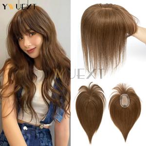 8x12cm 베이스 네트 리얼 인모 헤어 토퍼 커버 프렌치 뱅스 헤어 자연스러운 두피 탑 블랙 브라운 블론드 헤어 여성용 20cm-35cm