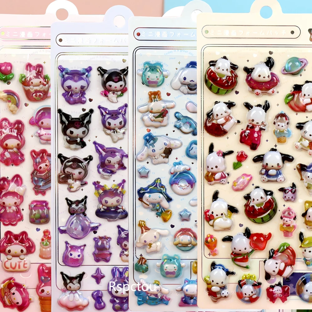 귀여운 시나모롤 포차코 3D 스티커 쿠로미 마이멜로디 만화 버블 장식 데칼 귀여운 파티 선물 스티커