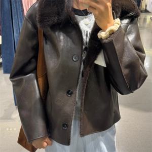 여성용 롱 리버시블 인조 가죽 재킷 2025 가을 패션 트렌디 섹시 양면 라이트 럭셔리