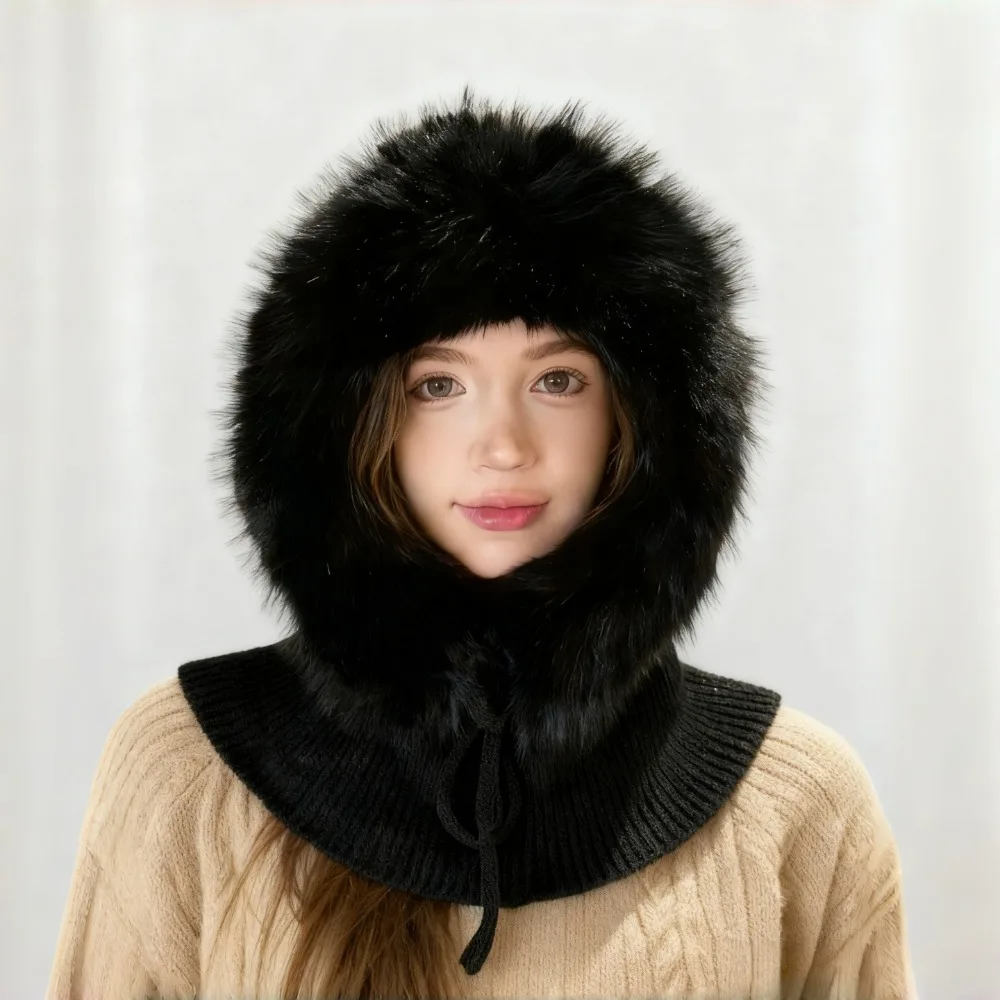 발라클라바 여성용 가을 겨울 폴리에스터 섬유 니트 모자 트렌디하고 다용도로 활용 가능한 따뜻하고 방한 기능이 있는 풀오버 모자