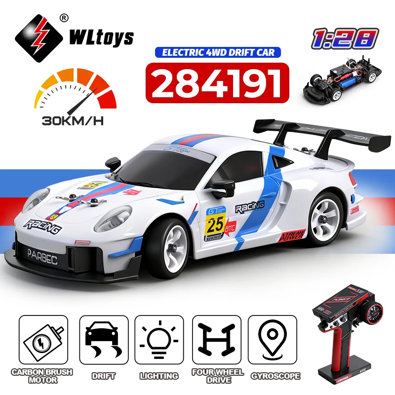 WLtoys 284191 284019-A 업그레이드 자이로 1/28 RC 드리프트 카 4WD 고속 무선 조종 모델 2.4G 드리프트 레이싱 차량 미니 선물
