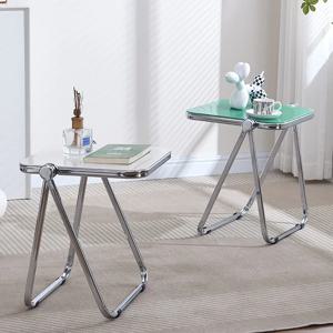 미니 소파 사이드 테이블 접이식 커피 테이블 거실 세련된 투명 작은 테이블 코너 발코니 이동식 커피 테이블