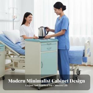 의료시설, 침실용 다용도 선반, 통합형 신발장, 환자용 캐비닛, 내구성, 청소 용이 기능을 갖춘 의료용 나이트스탠드