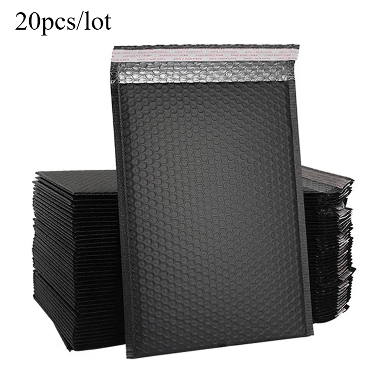 20 개/몫 검은 거품 봉투 가방 셀프 씰 메일러 버블 메일링 가방 배송 패키지 가방과 패딩 배송 봉투