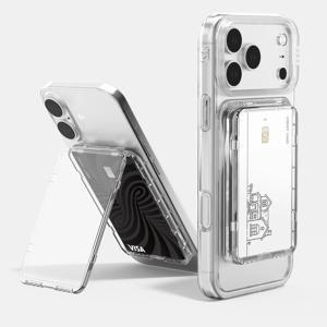 모란카노 스탠드 맥세이프 마그네틱 휴대폰 거치대 카드지갑 2장 수납 2배 자력 투명 카드 케이스