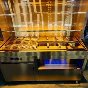 사용자 맞춤형 스프레이 디스플레이 냉장고 사다리 디자인으로 신선한 고기 해산물 양념용으로 핫팟 바비큐 뷔페 환경에 적합