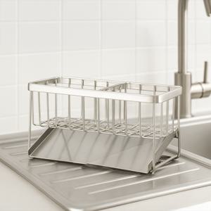 공감스토어 연마제 없는 스텐304 자동배수 물빠짐 받침 싱크대 걸이 받침대 수세미거치대