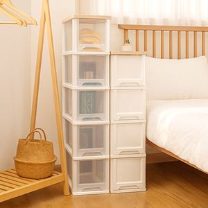 어반 우드상판 틈새 슬림 플라스틱 서랍장 2단 3단 4단 5단 6단 투명 수납장 / 바퀴별매