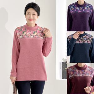 [엄마옷 로즈맘] 파로플라워배색기모티셔츠