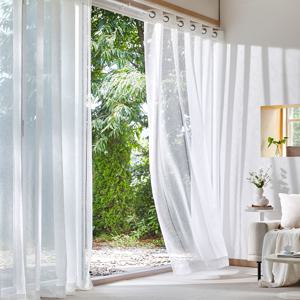 멀티펀칭레이스 시어 아일렛형 긴창문커튼 140x240 화이트 2p