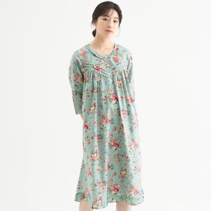 민트장미 7부 순면 여성 빅사이즈 원피스 잠옷