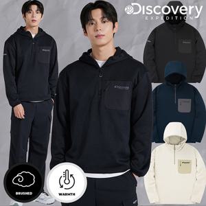 디스커버리 24FW 가격인하 남성 니트라이크 기모 반집업 후드티 DMHD77046