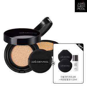 에센셜 스킨 누더 롱웨어 쿠션 본품+리필 + 더블엣지퍼프 2P + 에센셜 물 토너 15ml