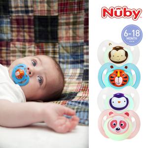 누비 동물친구 야광 노리개 젖꼭지 6~18개월 2P