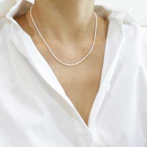 [브리치]  / 빤짝이 이태리체인 실버목걸이